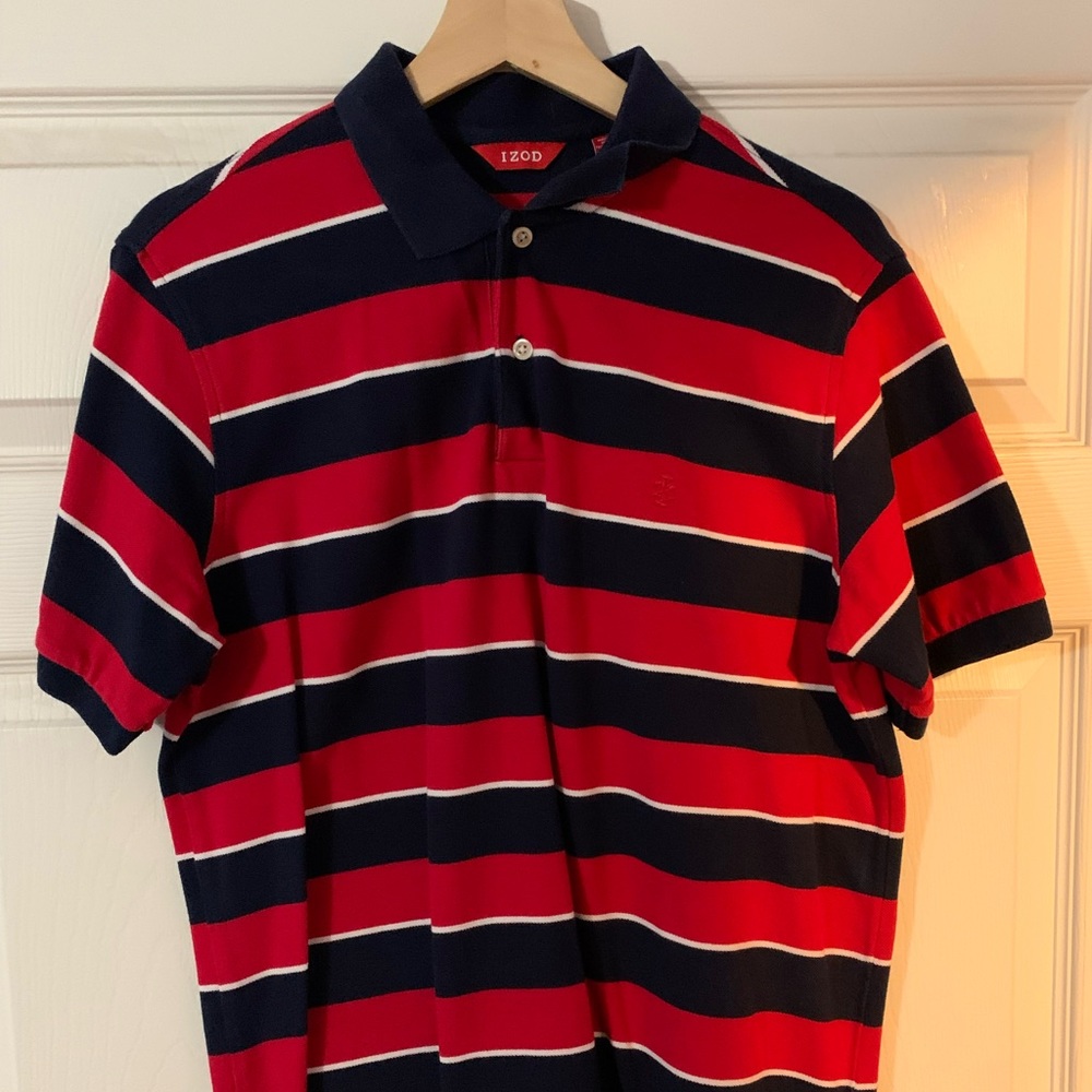 Izod polo, medium short sleeve, red/white/blue